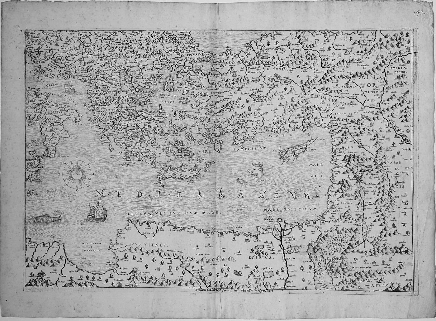 A map of the eastern Mediterranean, about 1570